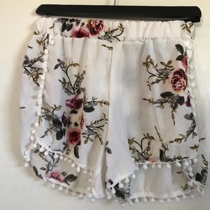 White floral shorts